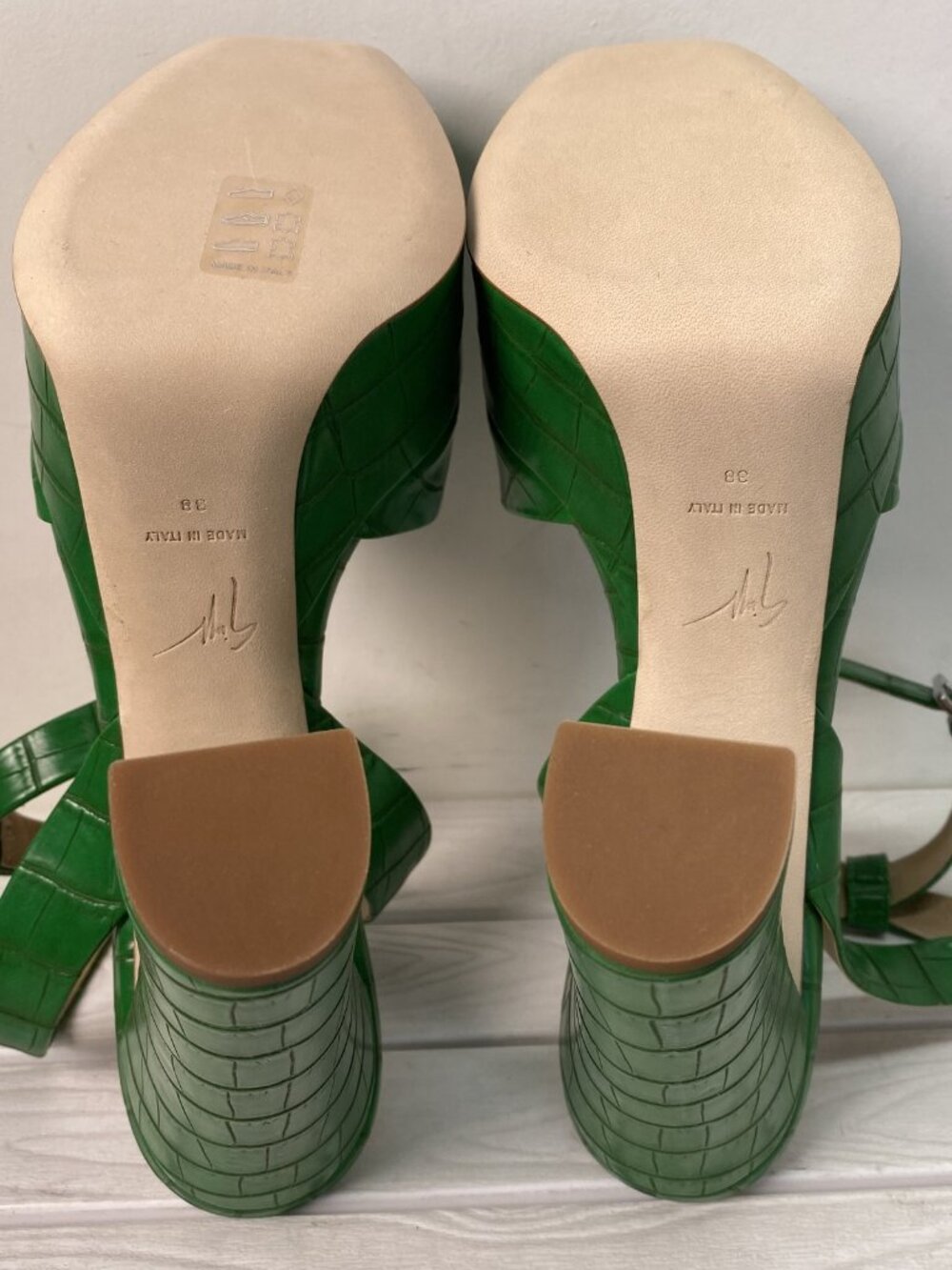 GIUSEPPE ZANOTTI Women US8 EU38 Lavinia 80 Croc Effect Leather Platform In Green - Picture 15 of 15